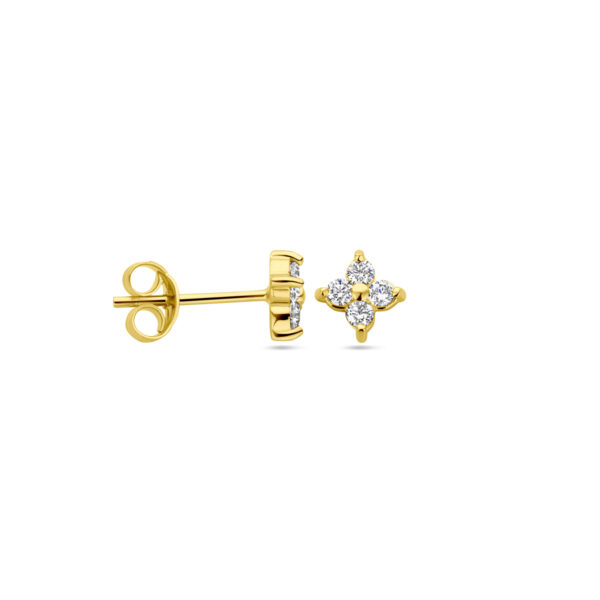 oorknoppen bloem zirkonia 1 micron zilver verguld (geel) - Afbeelding 3