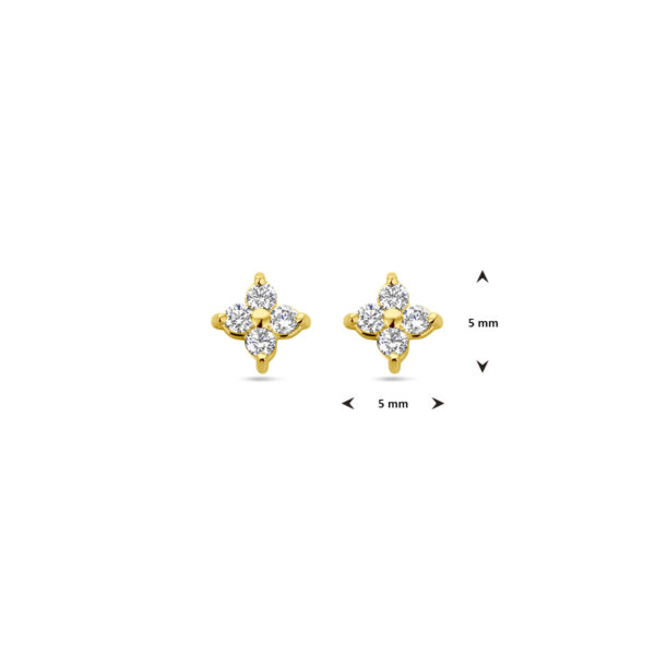oorknoppen bloem zirkonia 1 micron zilver verguld (geel) - Afbeelding 4