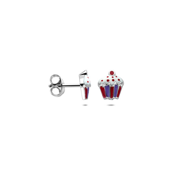 oorknoppen cupcake 7,5 mm zilver gerhodineerd - Afbeelding 3