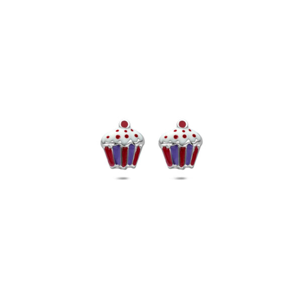 oorknoppen cupcake 7,5 mm zilver gerhodineerd