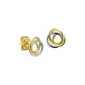oorknoppen diamant 0.02ct (2x0.01ct) h si 14K bicolor goud geel/wit
