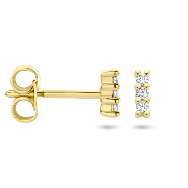 oorknoppen diamant 0.05ct (2x 0.025ct) h p1 14K geelgoud - Afbeelding 3