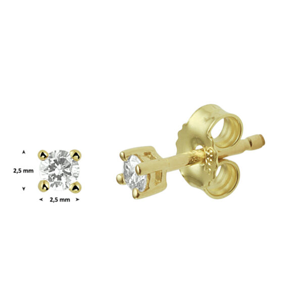 oorknoppen diamant 0.10ct (2x0.05ct) h si 14K geelgoud - Afbeelding 2