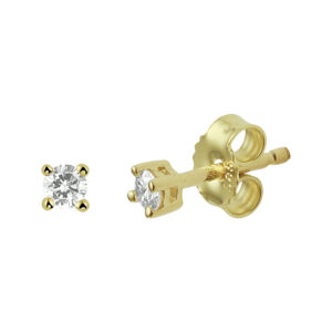 oorknoppen diamant 0.10ct (2x0.05ct) h si 14K geelgoud