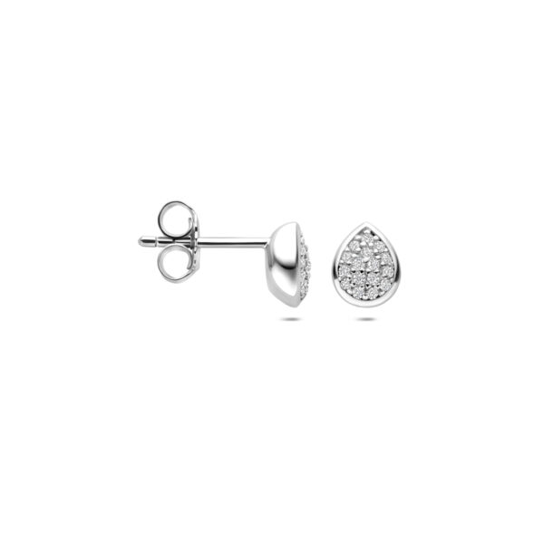 oorknoppen druppel zirkonia 6 mm zilver gerhodineerd - Afbeelding 3