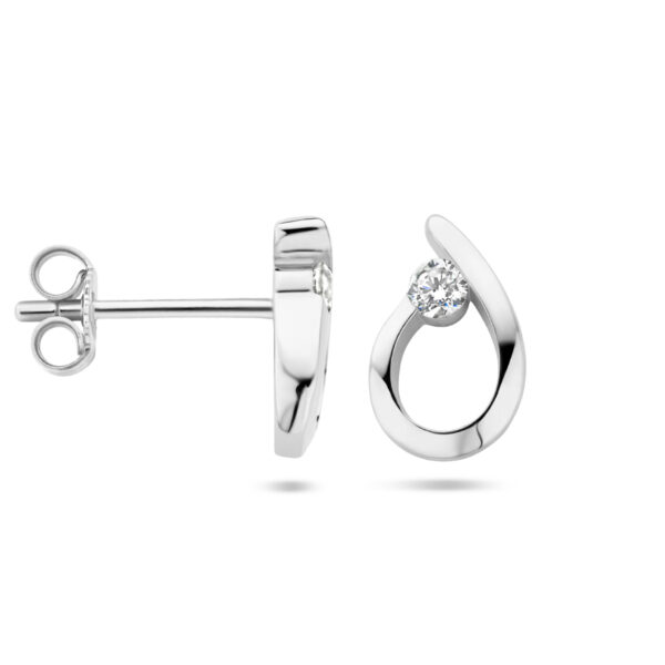 oorknoppen druppel zirkonia zilver gerhodineerd - Afbeelding 3