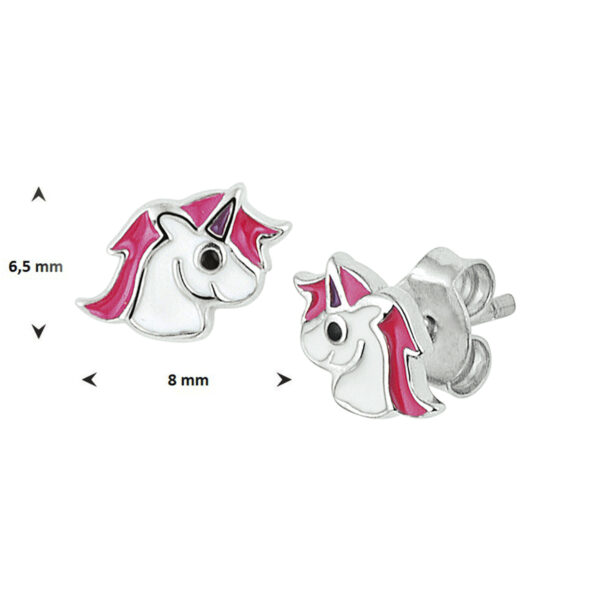 oorknoppen eenhoorn zilver gerhodineerd - Afbeelding 2
