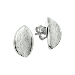 oorknoppen gescratcht zilver gerhodineerd