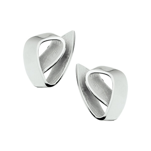oorknoppen gescratcht zilver gerhodineerd
