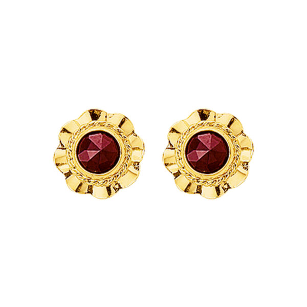 oorknoppen granaat 14K geelgoud