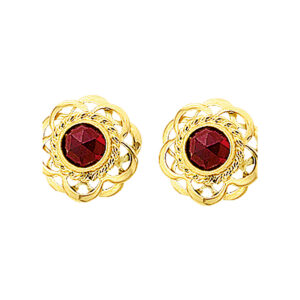 oorknoppen granaat 14K geelgoud