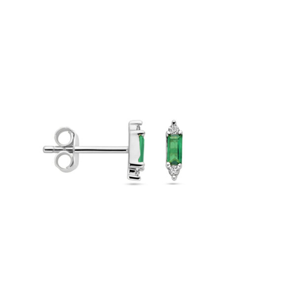 oorknoppen groen zirkonia zilver gerhodineerd - Afbeelding 3