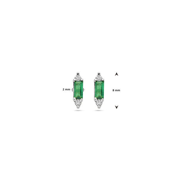 oorknoppen groen zirkonia zilver gerhodineerd - Afbeelding 4
