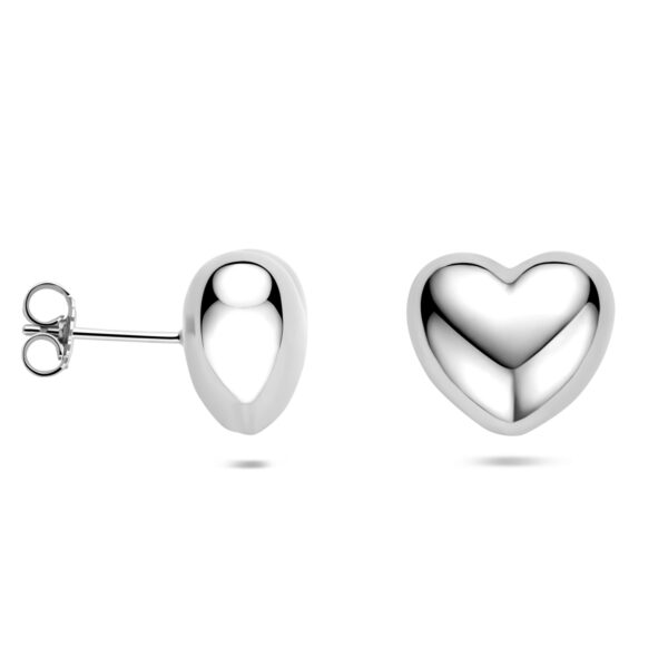 oorknoppen hartje 13 mm zilver gerhodineerd - Afbeelding 3