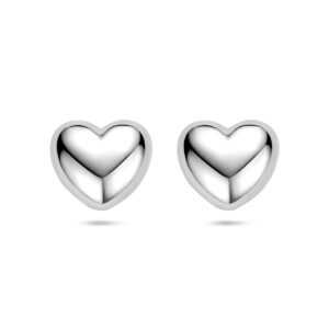 oorknoppen hartje 13 mm zilver gerhodineerd