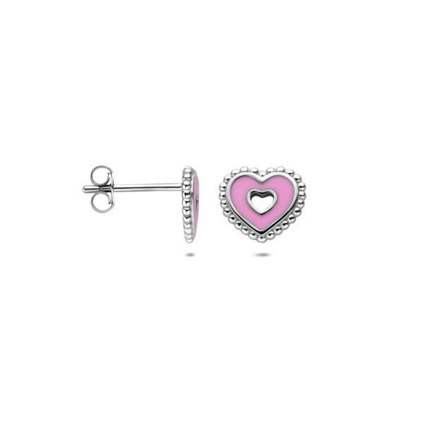 oorknoppen hartje 8,5 mm zilver gerhodineerd - Afbeelding 3