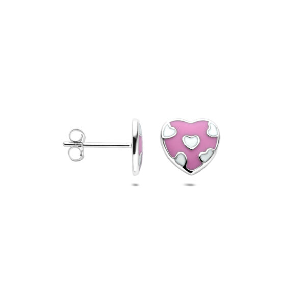 oorknoppen hartje 8,5 mm zilver gerhodineerd - Afbeelding 3