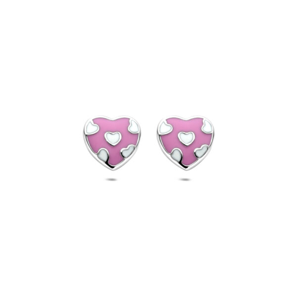 oorknoppen hartje 8,5 mm zilver gerhodineerd