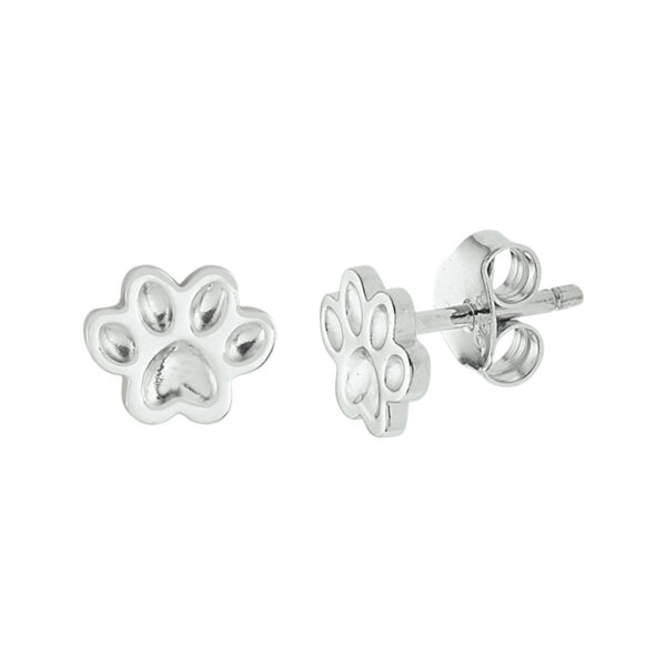 oorknoppen hondenpoot zilver gerhodineerd