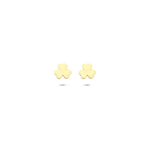 oorknoppen klavertje 5 mm 14K geelgoud