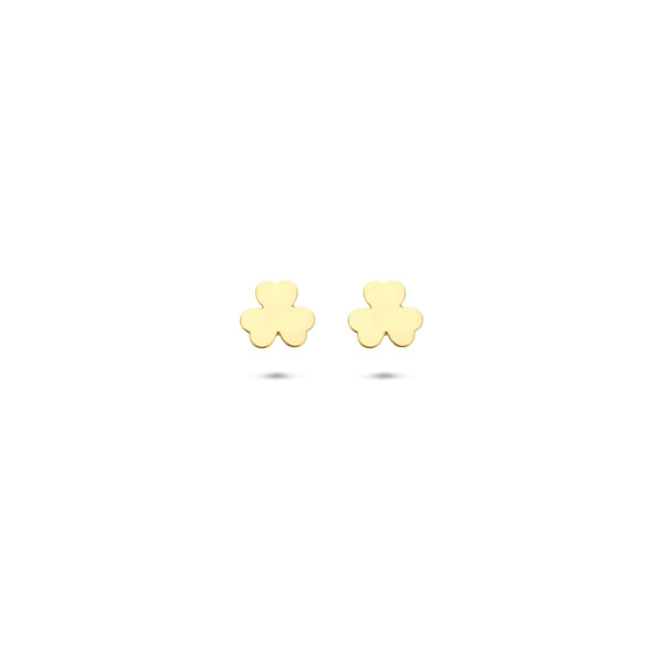 oorknoppen klavertje 5 mm 14K geelgoud