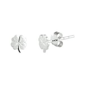 oorknoppen klavertjes zilver wit