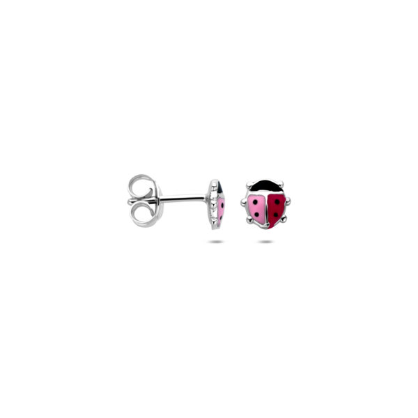 oorknoppen lieveheersbeestje 6 mm zilver gerhodineerd - Afbeelding 3