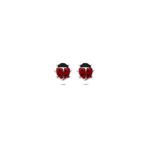oorknoppen lieveheersbeestje 6 mm zilver gerhodineerd