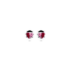oorknoppen lieveheersbeestje 6 mm zilver gerhodineerd