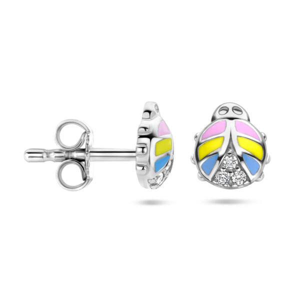 oorknoppen lieveheersbeestje zirkonia zilver gerhodineerd - Afbeelding 3