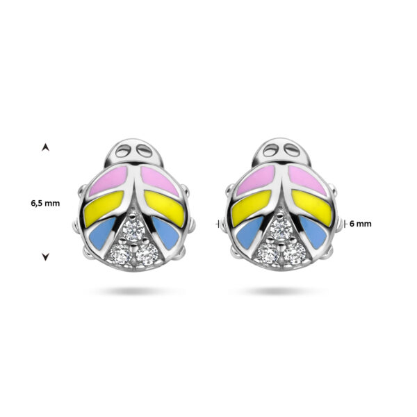 oorknoppen lieveheersbeestje zirkonia zilver gerhodineerd - Afbeelding 4