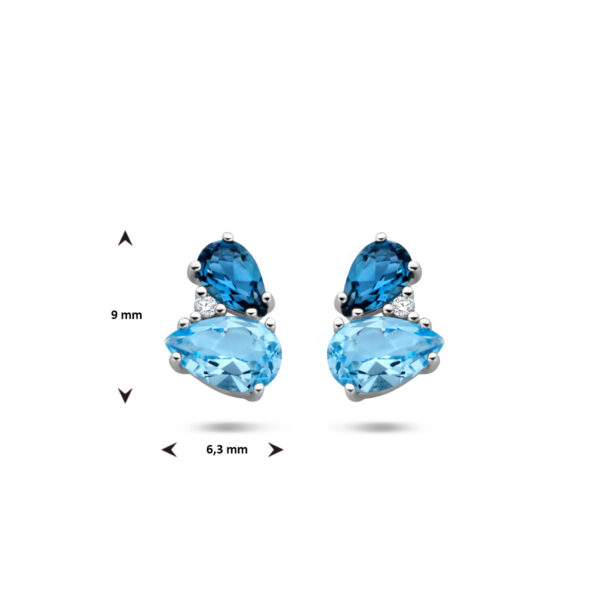 oorknoppen london blue topaas, blauw topaas en diamant 0.015ct (2x0.0075ct) h p1 14K witgoud - Afbeelding 4