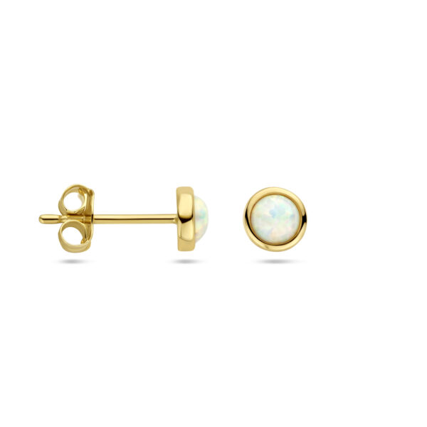 oorknoppen opaal 14K geelgoud - Afbeelding 3