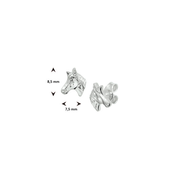 oorknoppen paardenhoofd zilver wit - Afbeelding 3