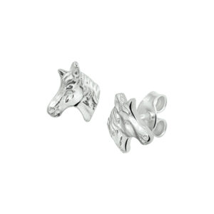 oorknoppen paardenhoofd zilver wit