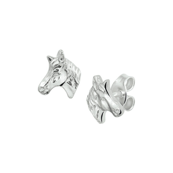 oorknoppen paardenhoofd zilver wit