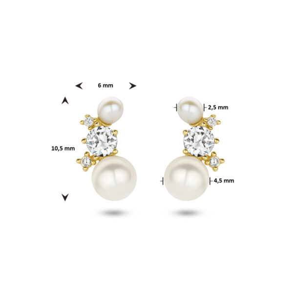 oorknoppen parel en zirkonia 14K geelgoud - Afbeelding 4