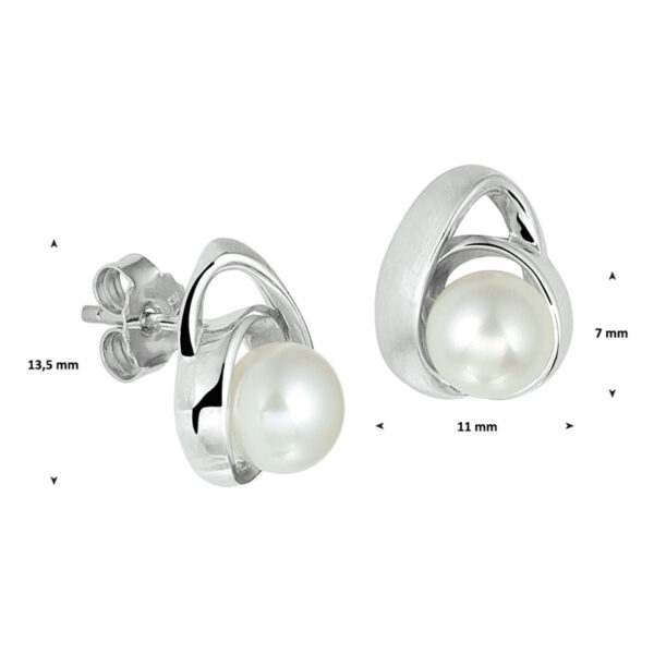 oorknoppen parel zilver gerhodineerd - Afbeelding 2