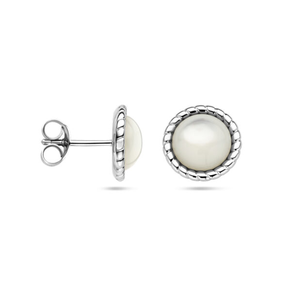 oorknoppen parelmoer zilver gerhodineerd - Afbeelding 3