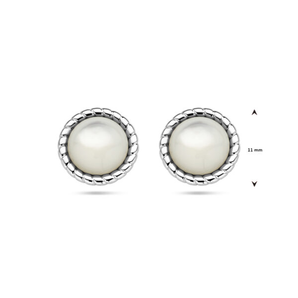 oorknoppen parelmoer zilver gerhodineerd - Afbeelding 4