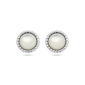 oorknoppen parelmoer zilver gerhodineerd