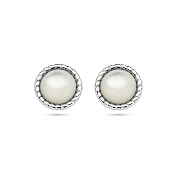 oorknoppen parelmoer zilver gerhodineerd