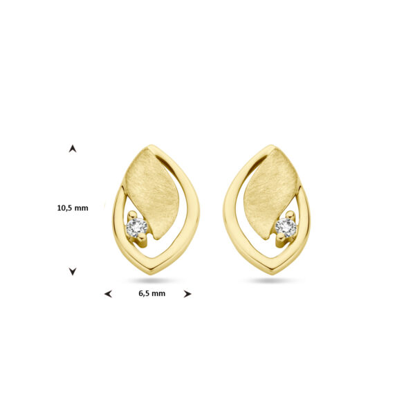 oorknoppen poli/mat diamant 0.03ct (2x 0.015ct) h si 14K geelgoud - Afbeelding 4