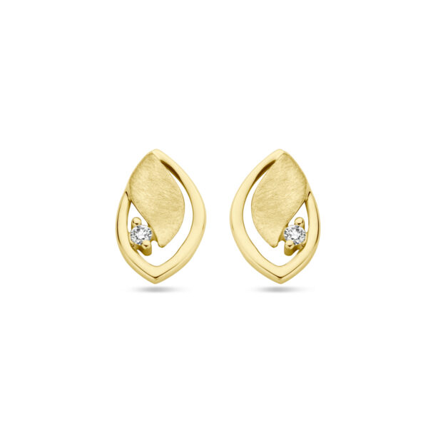 oorknoppen poli/mat diamant 0.03ct (2x 0.015ct) h si 14K geelgoud
