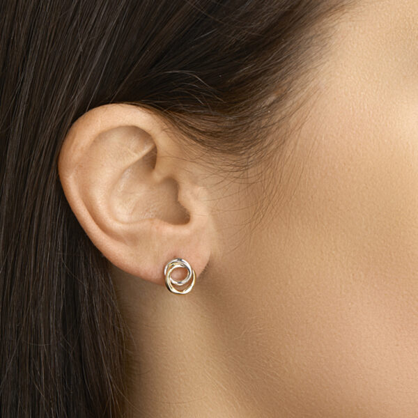 oorknoppen rondjes 14K bicolor goud geel/wit - Afbeelding 2