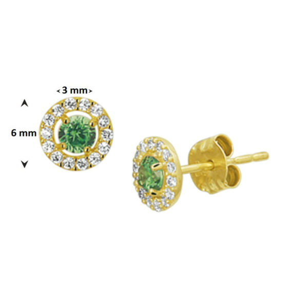 oorknoppen syn. smaragd en zirkonia 14K geelgoud - Afbeelding 2