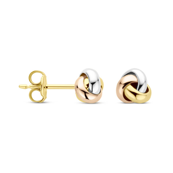 oorknoppen tricolor knoop 5 mm 14K tricolor goud - Afbeelding 3