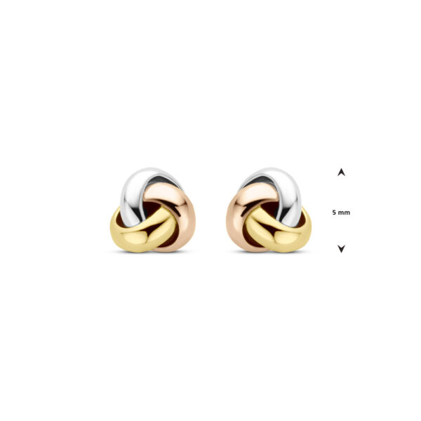 oorknoppen tricolor knoop 5 mm 14K tricolor goud - Afbeelding 4