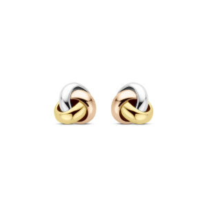 oorknoppen tricolor knoop 5 mm 14K tricolor goud