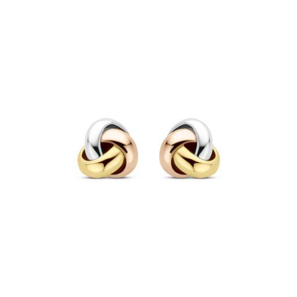 oorknoppen tricolor knoop 5 mm 14K tricolor goud